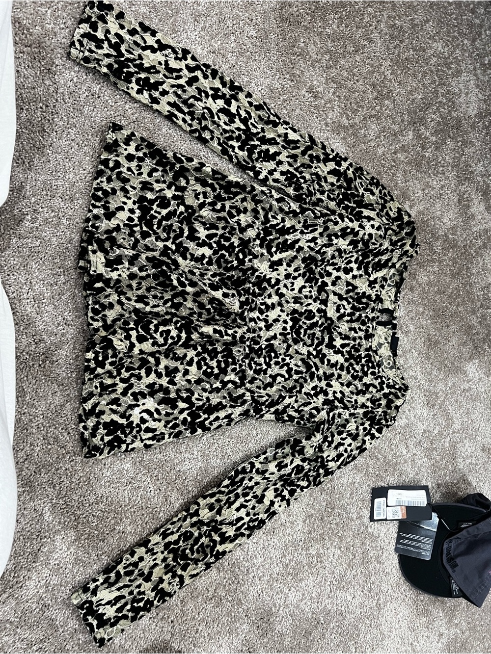 Miss Me Black and Cream Leopard Print Long Sleeve Blouse